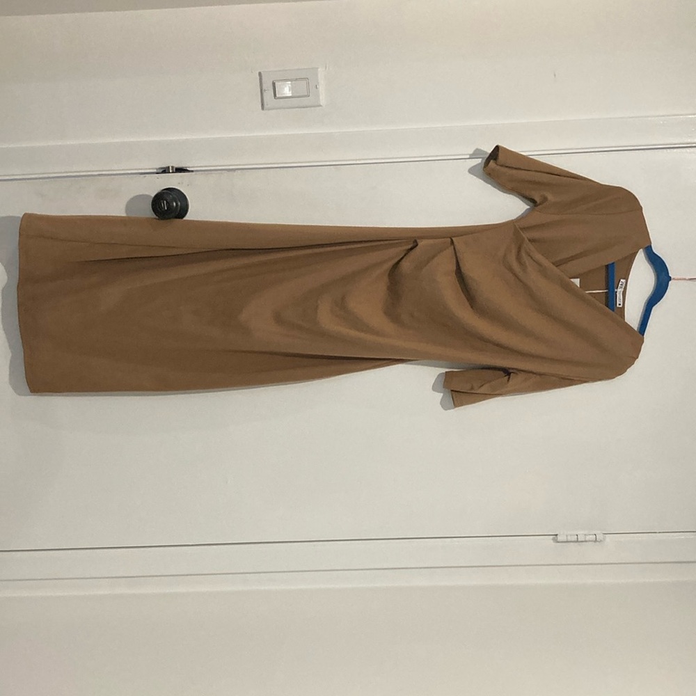 Zara Brown Ribbed Asymmetrical Sheath Dress